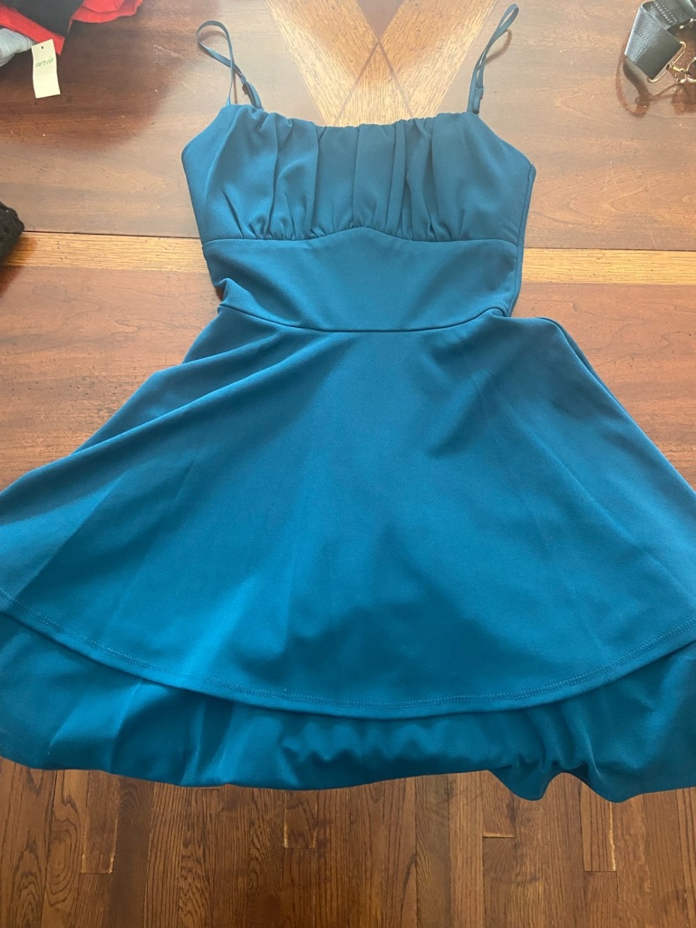 Emerald Sundae Teal Strapless A-Line Dress